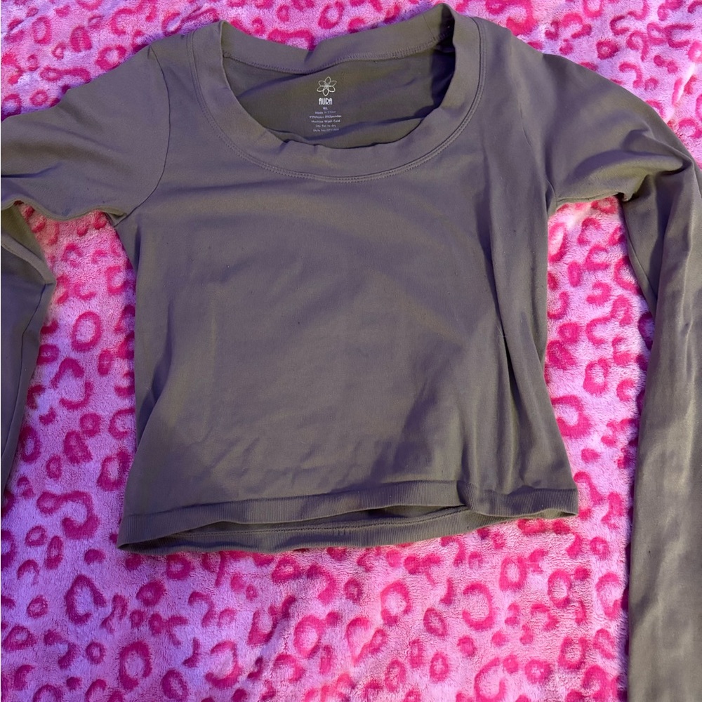 Olive Long Sleeve Crop Top